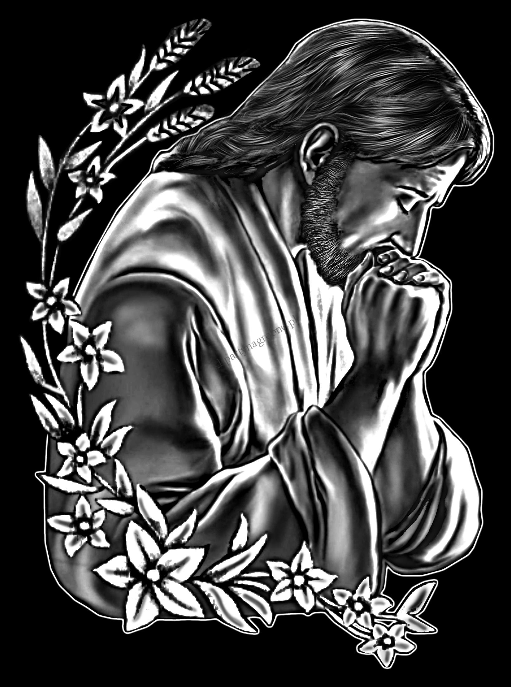 Jezus modlący się grawer